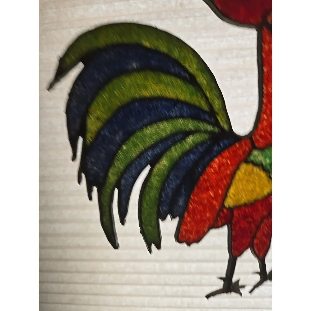 Rooster Stained Glass Window Panel Sun‎ Catcher Chiken Hanging Decor Farmhouse